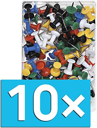 Wedo Stecknadeln Pinnwandnadeln 100 Stück (Pin-Nadeln/Bunt 10er Pack)