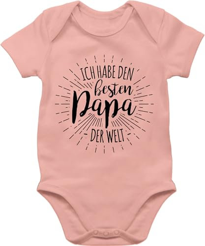 Baby Body Junge Mädchen - Ich habe den besten Papa der Welt - 3/6 Monate - Babyrosa - geschenk junger vater dad baby-kleidung vatertag daddy bodys zur geburt vatertagsgeschenke vatertagsgeschenk