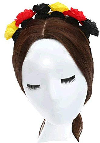 ZADAWERK® Haarreif - Blumen - schwarz- rot - gelb - Deutschland - Belgien - Fan - Fußball - Olympia