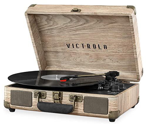 Victrola Vintage 3-Speed Bluetooth Portable Suitcase Record Player with Built-in Speakers | Upgraded Turntable Audio Sound|Oatmeal, Model Number: VSC-550BT-FOT