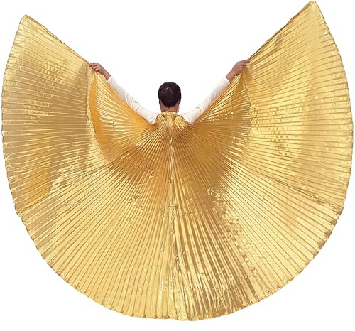 Wuchieal Women's Belly Dance Costume Isis Wings, Professional Dance Wings with Sticks
