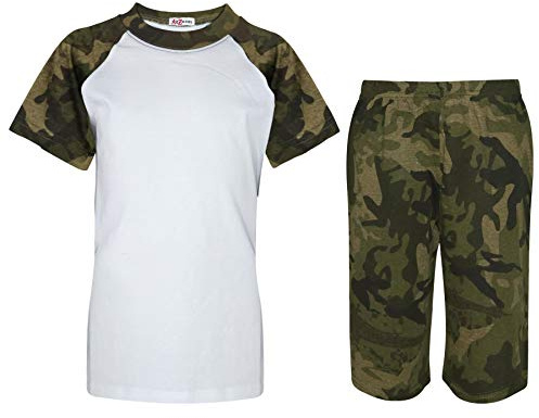 A2Z 4 Kids Raglan Pyjama Set T Shirt Shorts Nightwear Loungewear Youth