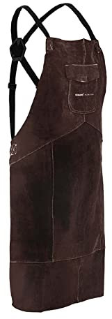 Stamos Welding Group Grembiule in Pelle per Saldatore Grembiule Protettivo SWA03L (Taglia L, Crosta di Pelle Bovina, Marrone)