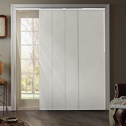 CHICOLOGY Adjustable Sliding Panels, Perfect Vertical Blinds for Large Windows, Open Spaces Plus Room Dividers Trimmable Length, Up to 86 W X 96 H, Movie Night Silver (Blackout)