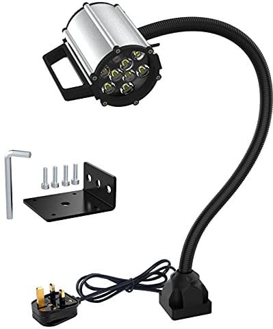 LED Work Light, IP66 Waterproof Flexible Gooseneck Light 700 Lumen 120-240 Volt Fixed with Screws for Industrial Machine Tools and Lathe
