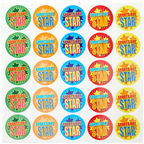 SuperStickers Stern-Aufkleber-Set für den Sporttag, 250 Stück