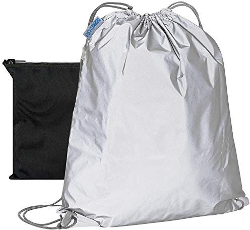 EAZY CASE Reflektor Turnbeutel, Sportbeutel mit Reflektoren, Beutel mit Kordel, Gym Bag mit Kordelzug ideal für Schule, Kindergarten, reflektierend für hohe Sichtbarkeit im Straßenverkehr, Silber