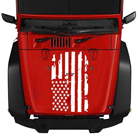 YueWan Waterproof Scratchproof American Flag Car Hood Sticker Engine Cover Decal for JK TJ YJ