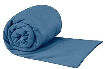 Sea to Summit - Pocket Towel Reisehandtuch M - Mikrofaser Handtuch - Kompakt - Ultra saugfähig & Schnelltrocknend - Leicht - Aufhänger & Tasche - Wandern - 50 x 100cm - Moonlight Blue - 80g