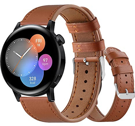 Armbänder Leder Uhrenarmband für Huawei Watch GT3 42mm Leder mit Metallschnalle aus Edelstahl Armband für Herren Damen, Lederarmband für Huawei Watch GT3 42mm (braun,20mm)