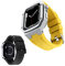 BINLUN Correa de Silicona Compatible con Apple Watch 44mm 2 Pack Correa de Silicona con Funda de Metal, Correa de Lona de Repuesto Compatible con iWatch Series 9/8/7