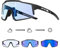 KAPVOE Photochromatische Selbsttönend Fahrradbrille TR90 Rahmen für Herren Damen Klar Sportsonnenbrille Sport Radfahren MTB Radbrille Sportbrille Fahren Baseball Laufen Blau Schwarz 02