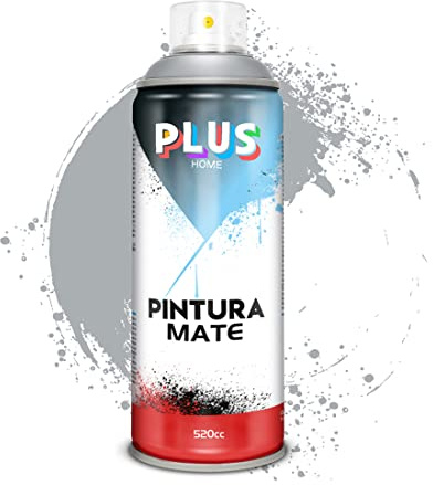 PLUS HOME Pintura Spray 520cc para pintar todo tipo de super cies: madera, metal, cartón, tela, piedra, bra de vidrio, plásticos rígidos, etc para bricolaje y DIY.Gris Cemento (Ref:658)(Paquete de 1)