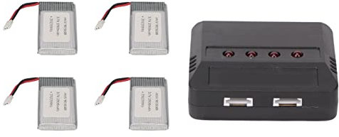 4PCS 3.7V 2000mAh Drone Lipo Battery, RC Drone Batteries Rechargeables avec Chargeur de Batterie, RC Quadcopter Drone Remplacement UAV Batterie pour KY601S H11D H11C