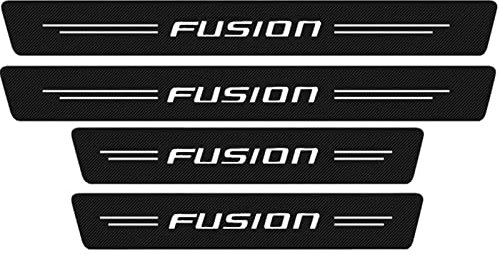 4 Stück Auto Einstiegsleisten Schutz, für Fo-rd Focus Fiesta Fusion Kuga Edge VIGNALE ST-Line S-MAX C-MAX Escape Auto Kohlefaser Türschweller Schutz mit Logo Aufkleber Kantenschutz, Fusion