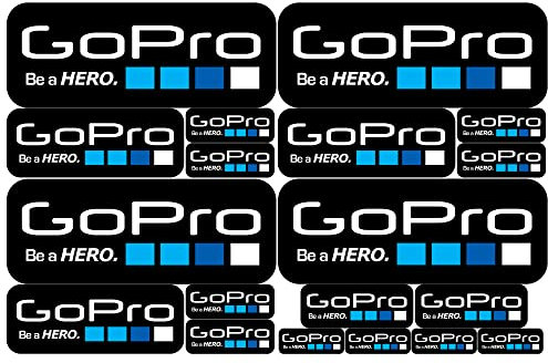 GO PRO kompatible Aufkleber GO PRO – Kit schwarz weiß verschiedene Größen und Farben – Fahrrad Motorrad Auto Aufkleber Aufkleber Vinyls Farben Go Pro Motocross Enduro MTB (19 Stück - Schwarz)