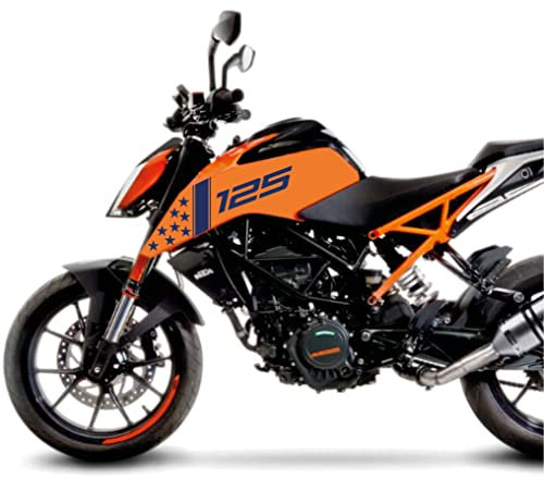 DualColorStampe Aufkleber kompatibel mit KTM DUKE 125 (2017-2020) DX-SX Zubehör Sticker Motorrad COD.M0173 (Blau 49)