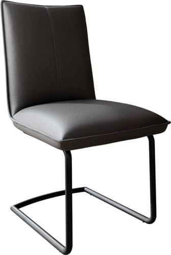 DELIFE Schwingstuhl Lelio-Flex Freischwinger rund Schwarz Echt-Leder Schwarz Taschenfederkern