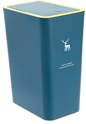 F Fityle Poubelle, Corbeille à Ordures, avec Couvercle Conteneur à Ordures Ménagers Rectangulaire, Poubelle à Ordures, pour Bureau Garage Salon Cuisine, Bleu foncé