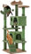 Yaheetech Árbol Rascador para Gatos de Cactus de Felpa 48,5x48,5x138 cm Torre Escalador de Sisal Multiplataforma para 1-3 Gatos Medianos con Cueva Grande Dos Bolas Verde y Marrón