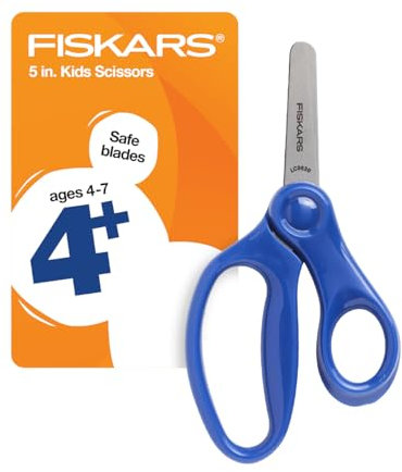Fiskars Schere mit stumpfer Spitze, 12,7 cm, für Kinder im Alter von 4–7 Jahren, Schere für Schule oder Handwerk, Schulbedarf, Blau