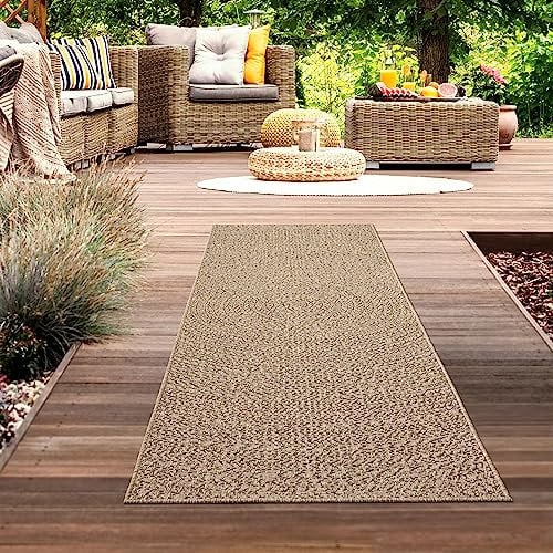 CARPETIA Indoor- und Outdoor-Teppich Läufer lang wetterfest Sisal-Optik Garten Dachterrasse Balkon Esszimmer Wohnzimmer 80x250 cm