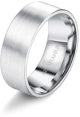 Milacolato G23 Titan Ring für Frauen Männer 5mm 6mm 7mm 8mm Matt gebürstet Plain Band Ringe hochpoliert Versprechen Aussage Verlobung Hochzeit Band Komfort Fit Größe 6-12