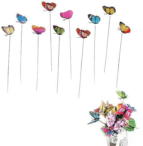 Estacas de Mariposas de Jardín, Mariposas de Jardín en Palos, Mariposas de Jardín, Mariposas Libélulas Coloridas de Jardín, Mariposas Libélulas Coloridas de Jardín Adornos de Patio en Palos, 10PCS