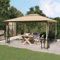 BaraSh Pavillon mit Seitenwänden & Doppeldach 3x4 m Taupe Outsunny Pavillon Carport Auto