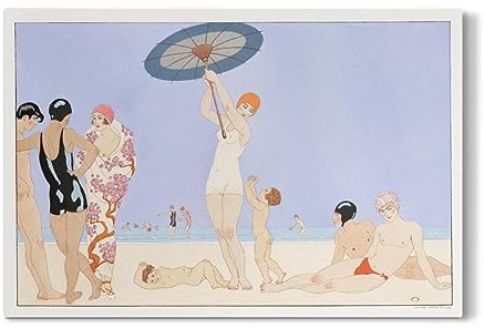 artboxONE Galerie-Print 120x80 cm George Barbier - Au Lido hochwertiges Acrylglas auf Alu-Dibond von Old Masters