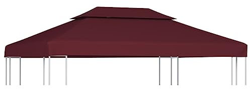 HIGSOSE Pavillon-Dachplane mit Kaminabzug 310 g/m² 4x3 m Weinrot Ersatzdach Pavillon Pavillon Zubehör Pavillondach Wasserdicht Stabil Winterfest Dach für Pavillon Gartenpavillon Abdeckung