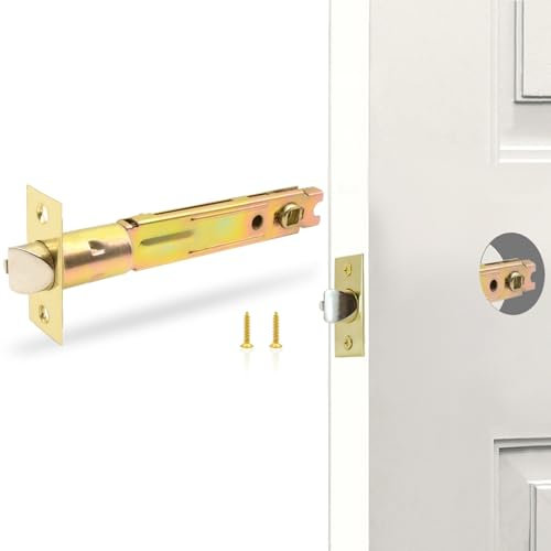 TPard 5-Inch Deadlatch Door Lock Replacement Latch with Square Interface Fits 5 Inch Backset Standard Entry Doors Knobset or 90°Rotation Leverset, Polished Brass