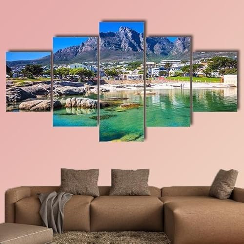 Bilder Wandbild 150x80cm Leinwandbild 5 TLG Kunstdruck Kapstadt, Süd Afrika modern Wandbilder XXL Wanddekoration Design Wandkunst 5 Stücke Leinwand Wohnzimmer Dekoration