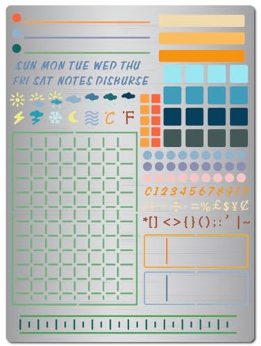 GORGECRAFT Tagebuch-Schablone Wochenplan Wettersymbol Linien Liste Rahmen Wiederverwendbar Metall Edelstahl Tagebuch-Vorlage Für Holzbrandgravur Scrapbooking Dot Journaling Brandmalerei