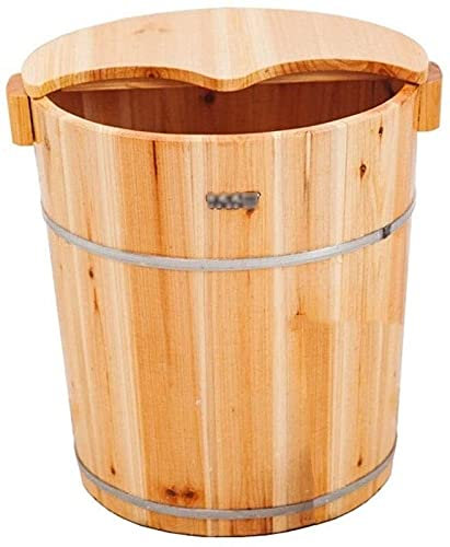 Foot Spa Holzfass Holzfußwascheimer, Sauna-Fußbadewanne, 40 cm hoch, Zedernfußbad, Haushalts-Fußeinweichen, Schmerzlinderung, Fußwaschfass Shiatsu-Massa, Lofty