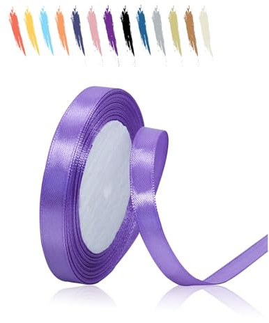 Lila 10mm Satinband 23 Meter, Polyesterband, verschönern Sie Ihre Bastelarbeiten und Feiern, ideal für Geschenkverpackungen, Dekorationen, Hochzeitsautoband, Bänder zum Basteln