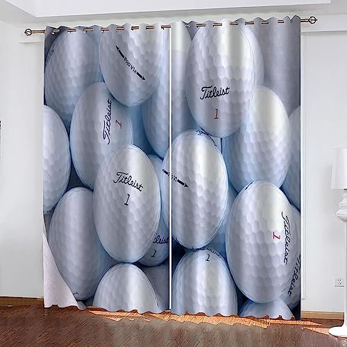 Flächenvorhang Set Weißer Golfball Moderne Haushalt Schlafzimmer Balkon Wärmedämmung 3D-Druck Vorhang Panel Home Decor Vorhänge Für Wohnzimmer Bedroom Children'S Room 2 X 70 X 160 Cm -8V4W0A5P8R8E4G0C