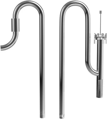 FZONE Aquarium Edelstahl Skimmer Lily Pipes Einlauf und Auslauf mit Spin Skimmer und Verstellbarer Stange für Aquarium Filter 1/2''(12/16mm) Schlauch