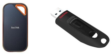 SanDisk Extreme PRO Portable SSD Externe SSD 2 TB & Ultra USB 3.0 Flash-Laufwerk 128 GB (SecureAccess Software, Passwortschutz, Übertragungsgeschwindigkeit von bis zu 130 MB/s) Schwarz