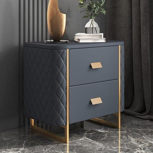 Wrobelax Nachtschrank mit 2 Schubladen, Marmorschrank, modern, minimalistisch, Schlafzimmermöbel, offene Aufbewahrungsregale für Wohnzimmer und Schlafzimmer (Farbe: Blau)