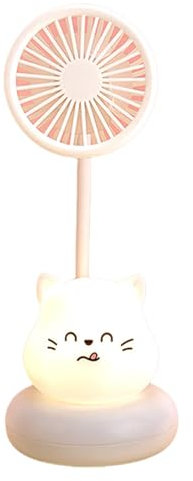 Mini ventilador LED USB, ventilador de refrigeración recargable de dibujos animados, enfriador de aire USB portátil para niños en biblioteca de dormitorio, enfriamiento rápido para viajes, camping,