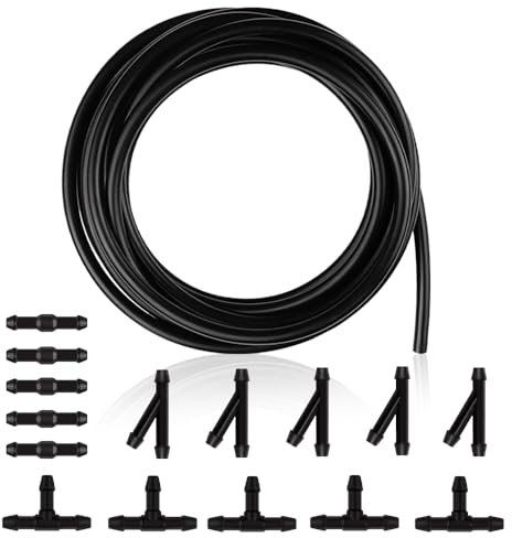 Kit de Manguera de Limpiaparabrisas Coche,5 m Tubo de Limpiaparabrisas con 15 Conectores para Lavaparabrisas,Accesorios Coche para Conectar el Pulverizador de Limpiaparabrisas