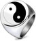 TYMONT Yin Yang Symbol Ring Retro Mode Tai Chi Yin Yang Bagua Diagramm Ring Herren Damen Edelstahl Rund Verlobungsschmuck Ring,Silber,12