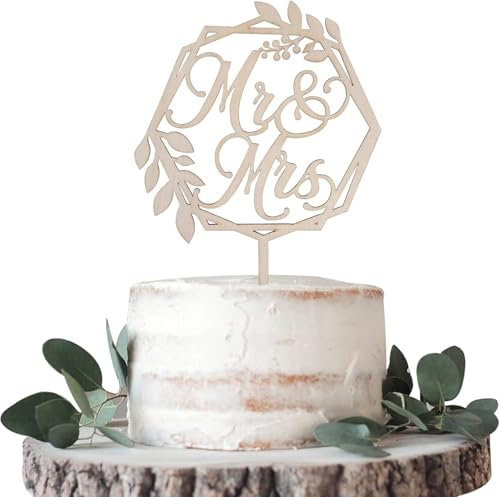 1 Stück Holz Hochzeit Cake Topper Mr&Mrs Bräutigam Dusche Tortendeko Verlobung Hochzeit Kuchen Deko für Hochzeit Jahrestag Thema Party Kuchen Dekoendeko