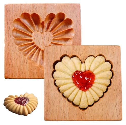 2 pezzi stampi per biscotti in legno 4 x 4 x 1 a forma di cuore cutter sandwich panino da forno stampi per la decorazione di artigianato per decorazioni per la forna