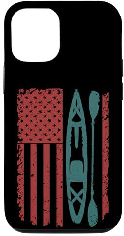 Coque pour iPhone 15 Kayak pataugeoire drapeau américain vieilli