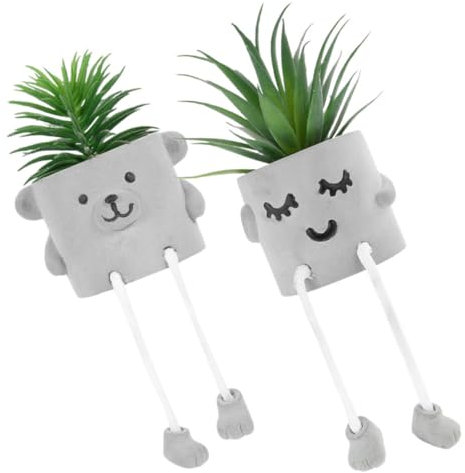 HAWILLOSCH Künstliche Topfpflanzen Deko Bonsai, 2 Stück aus PVC und Zement