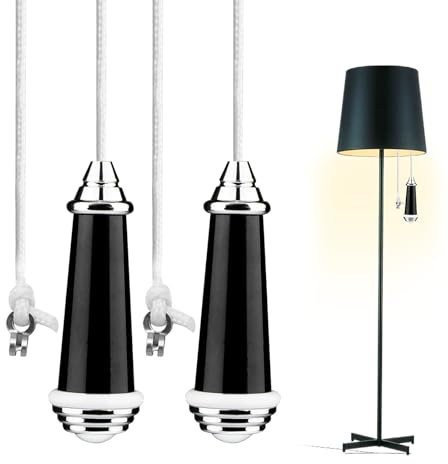 Asheyya 2 Pcs Bathroom Light Pull Cord Handle with 150cm Light Pull Cord Extension