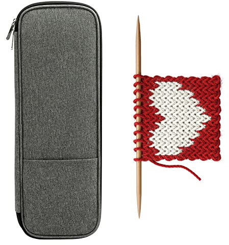 Custodia per ferri da maglia, custodia porta aghi con tasche vuote, borsa organizer con cerniera, per maglieria per vari ferri da maglia