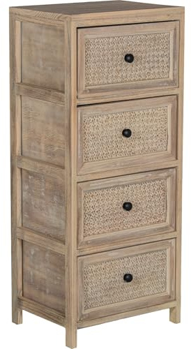 CAJONERA MADERA C/4 CAJONES MIMBRE, MADERA PAULOWNIA_40X30X94CM CAJONES:36X28X19CM